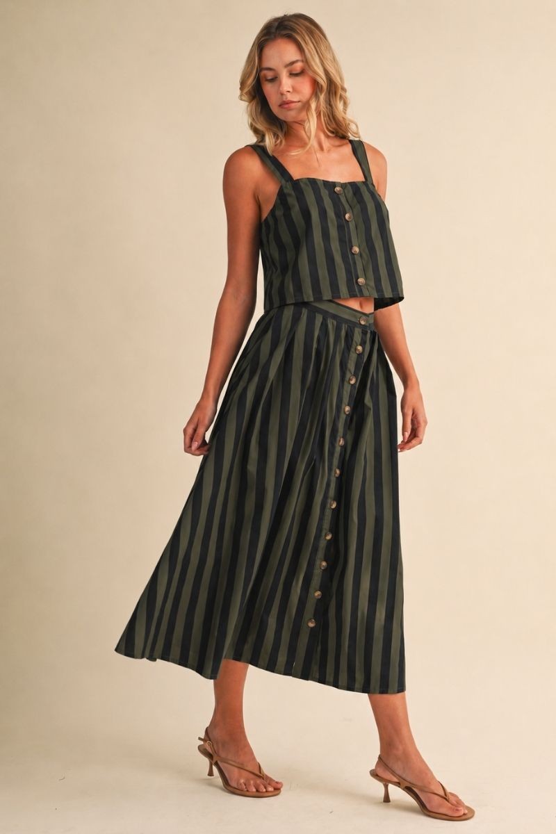 2652 Striped Skirt Set