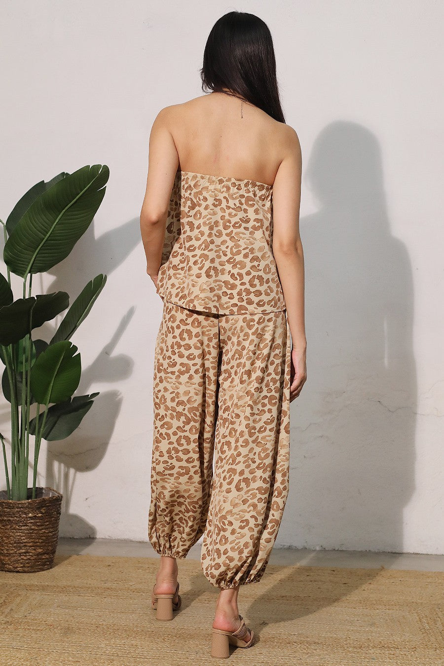 2586 Leopard Strapless Top & Ballon Pant