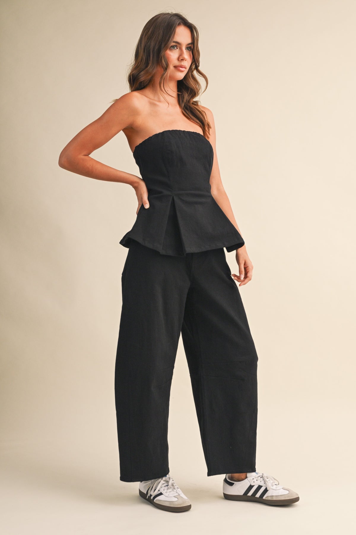 2765 Black Peplum Jumpsuit