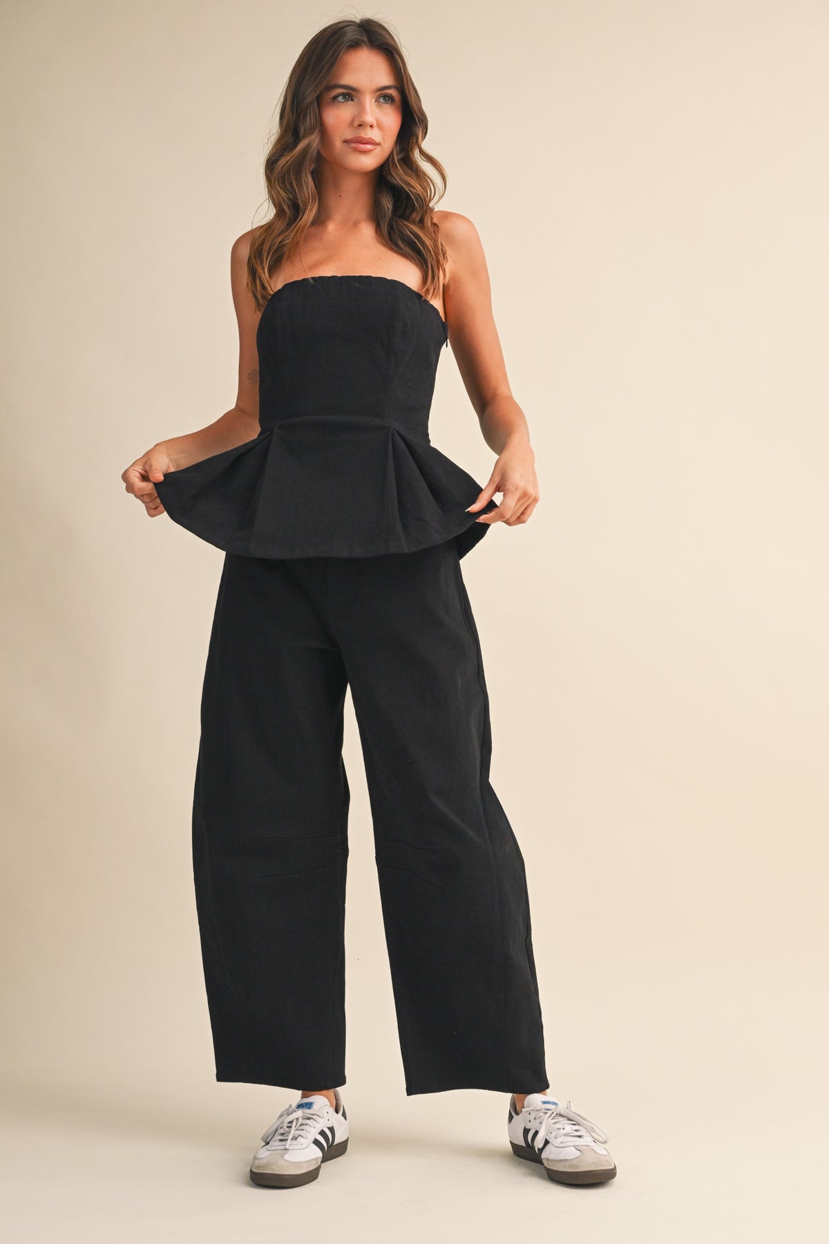 2765 Black Peplum Jumpsuit