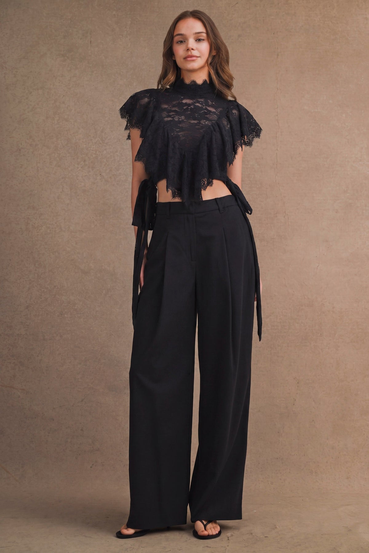 2687 Black Lace Crop Top