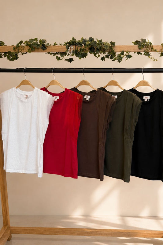 2745 Tulle Sleeve Muscle Tee