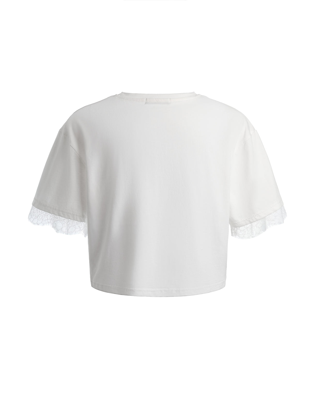 2572 Crop White T-Shirt With Silver Sequins