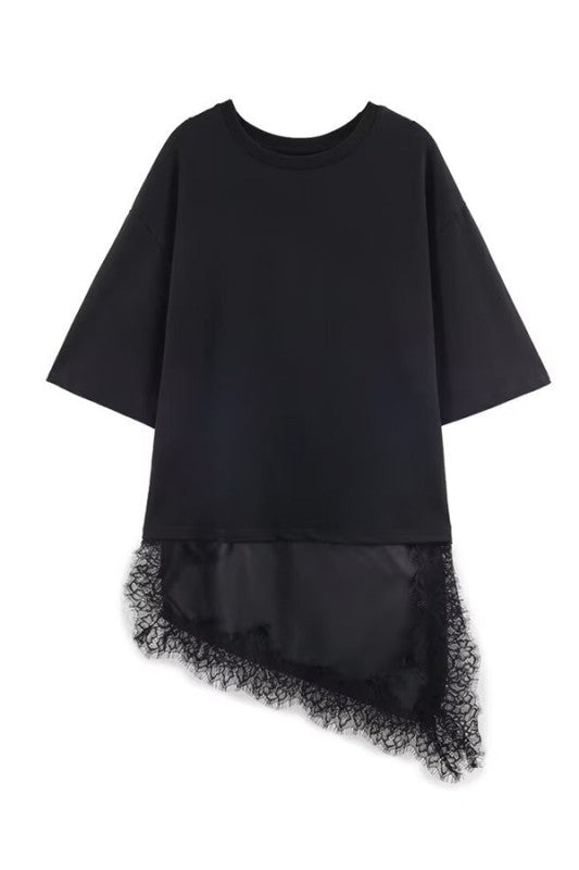 2110 Asymmetrical Lace Tunic Top