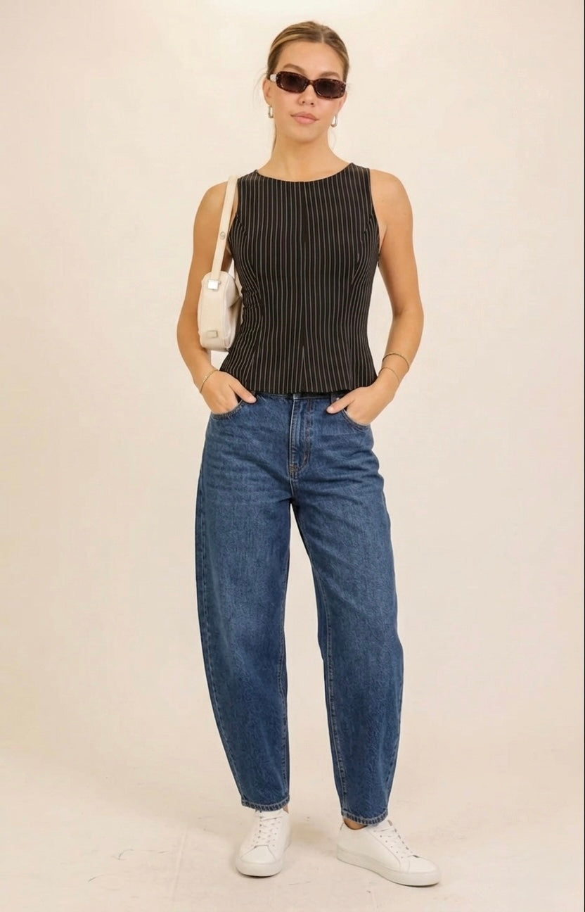 2330 Striped Black Vest