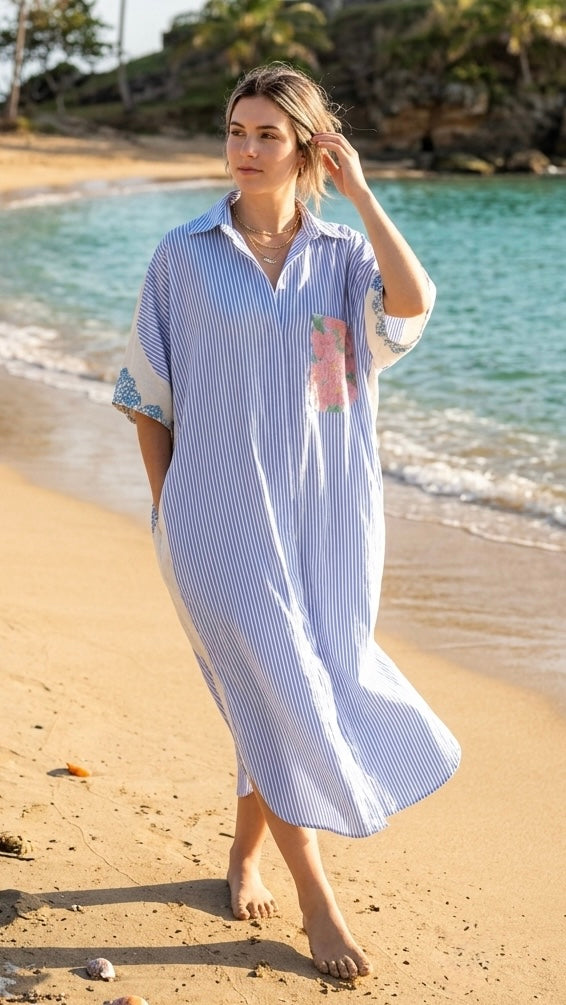 2485 Romantic Onesize Italian Button Down Maxi Dress