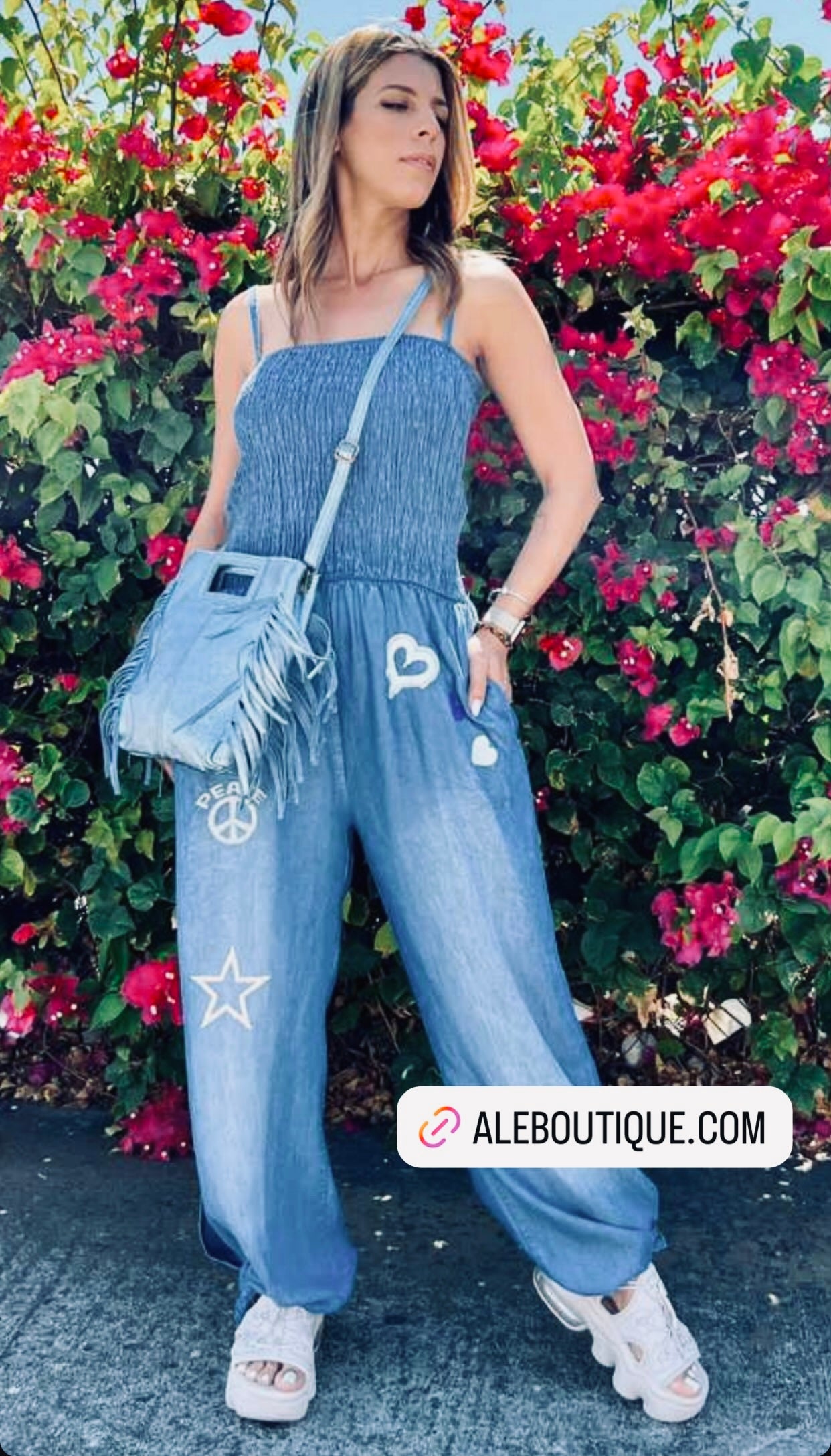 Onesize Italian Elastic Denim Jumpsuit