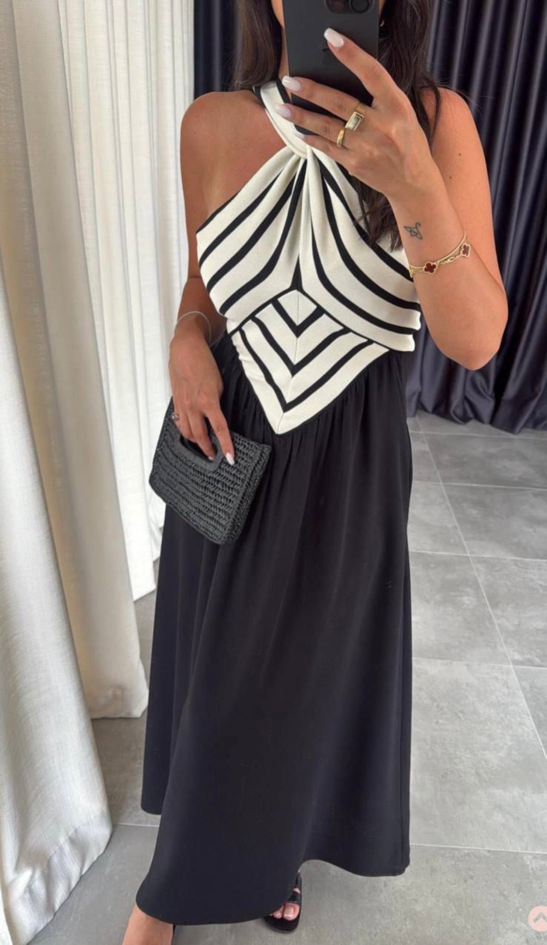 1779 Black & White Maxi Dress