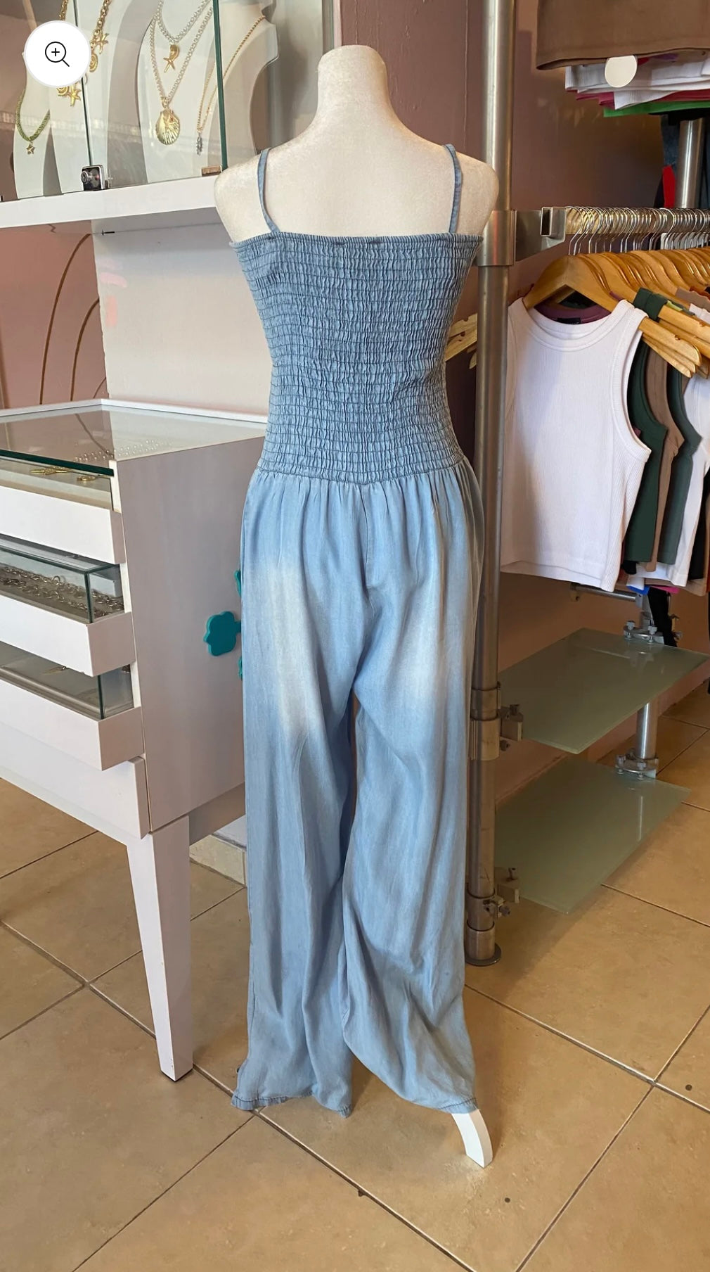 1106 Onesize Italian Elastic Denim Jumpsuit