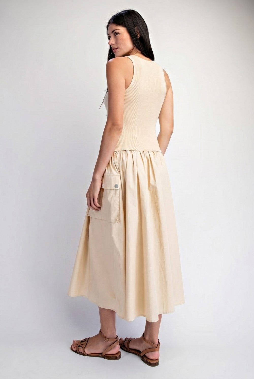 2440 Beige Cargo Dress