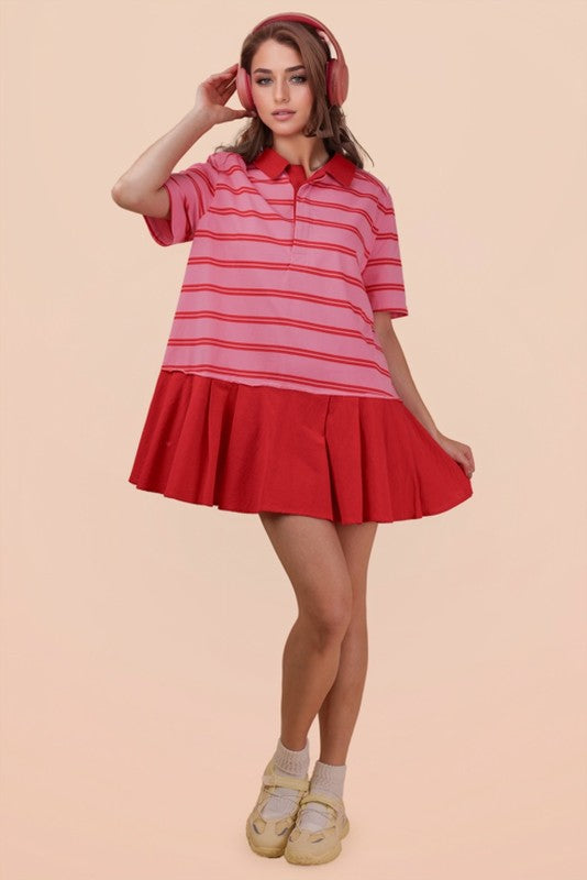 2082 Striped Drop Waist Dress