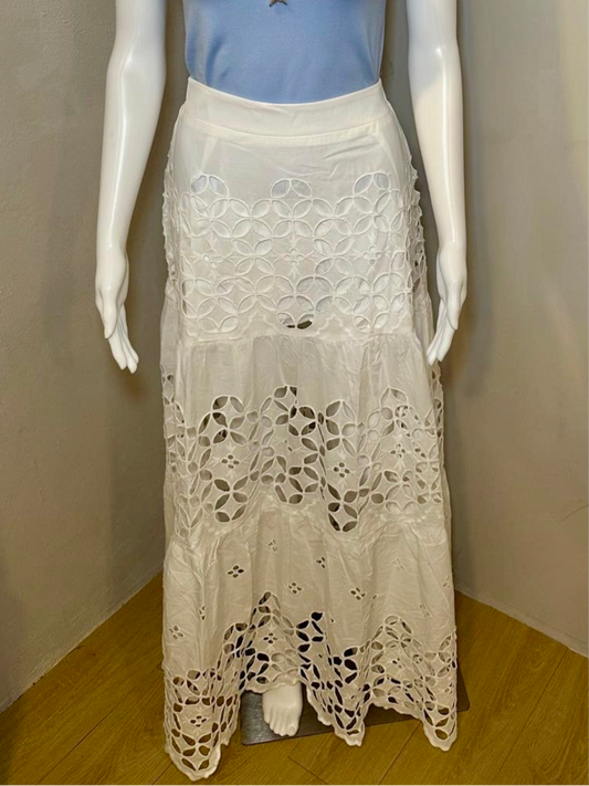 1603 White Eyelet Maxi Skirt