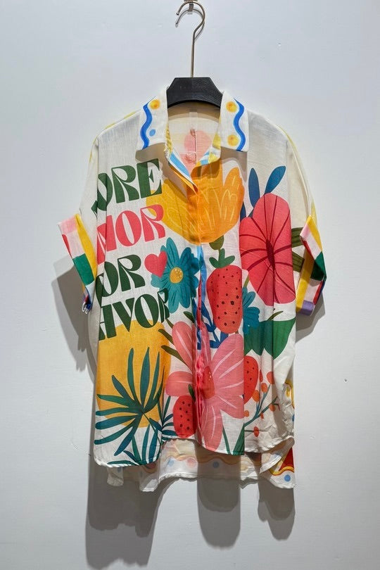 2470 Amor Onesize Italian Button Down Tunic