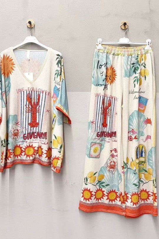 2467 Lobster & Shell Onesize Italian Pant Set