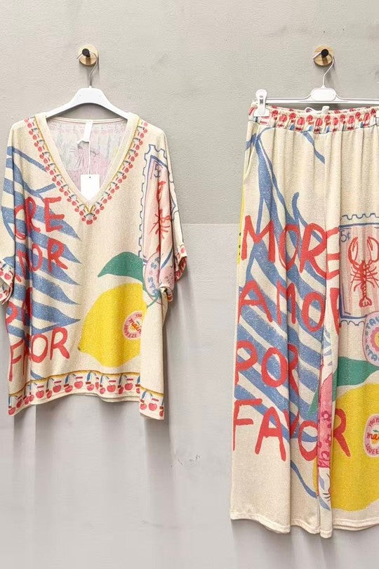 2466 More Amor Por Favor Onesize Italian Pant Set