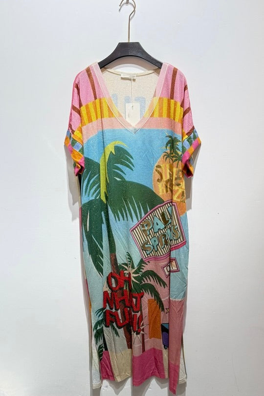 2490 Hello Sunchine Onesize Italian V-Neck Maxi Dress