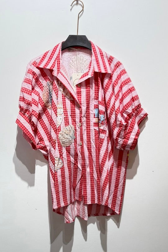 2478 Amalfi Striped Shell Onesize Italian Button Down Shirt