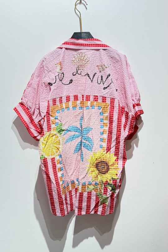 2478 Amalfi Striped Shell Onesize Italian Button Down Shirt