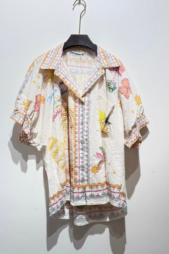 2463 Palm Onesize Italian Button Down Shirt