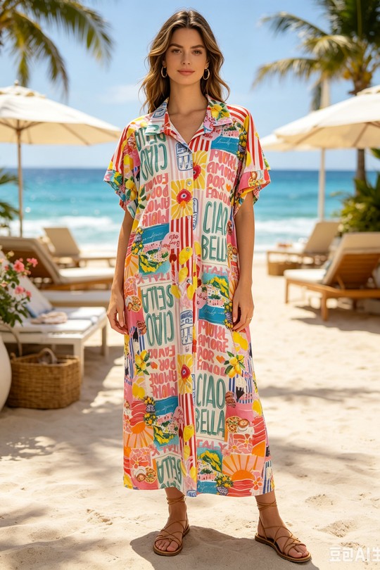 2489 Ciao Bella Onesize Italian Button Down Dress