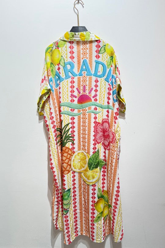 2486 Paradise Onesize Italian Collar Button Down Dress