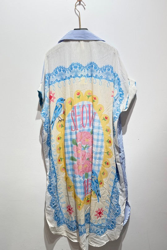 2485 Romantic Onesize Italian Button Down Maxi Dress