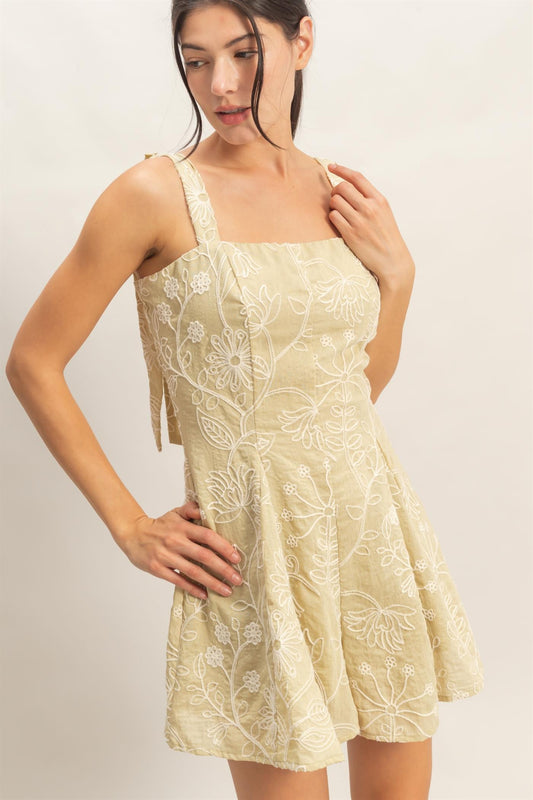 2337 Embroidered Sage Romper