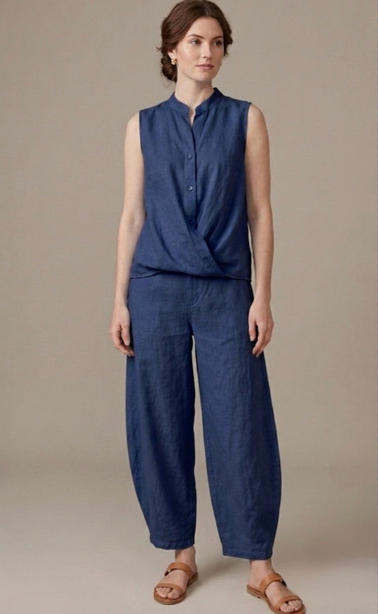 2516 Onesize Made In Italy Navy Knot Shirt & Barrel Pant Set