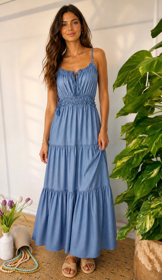 2347 Denim Maxi Dress