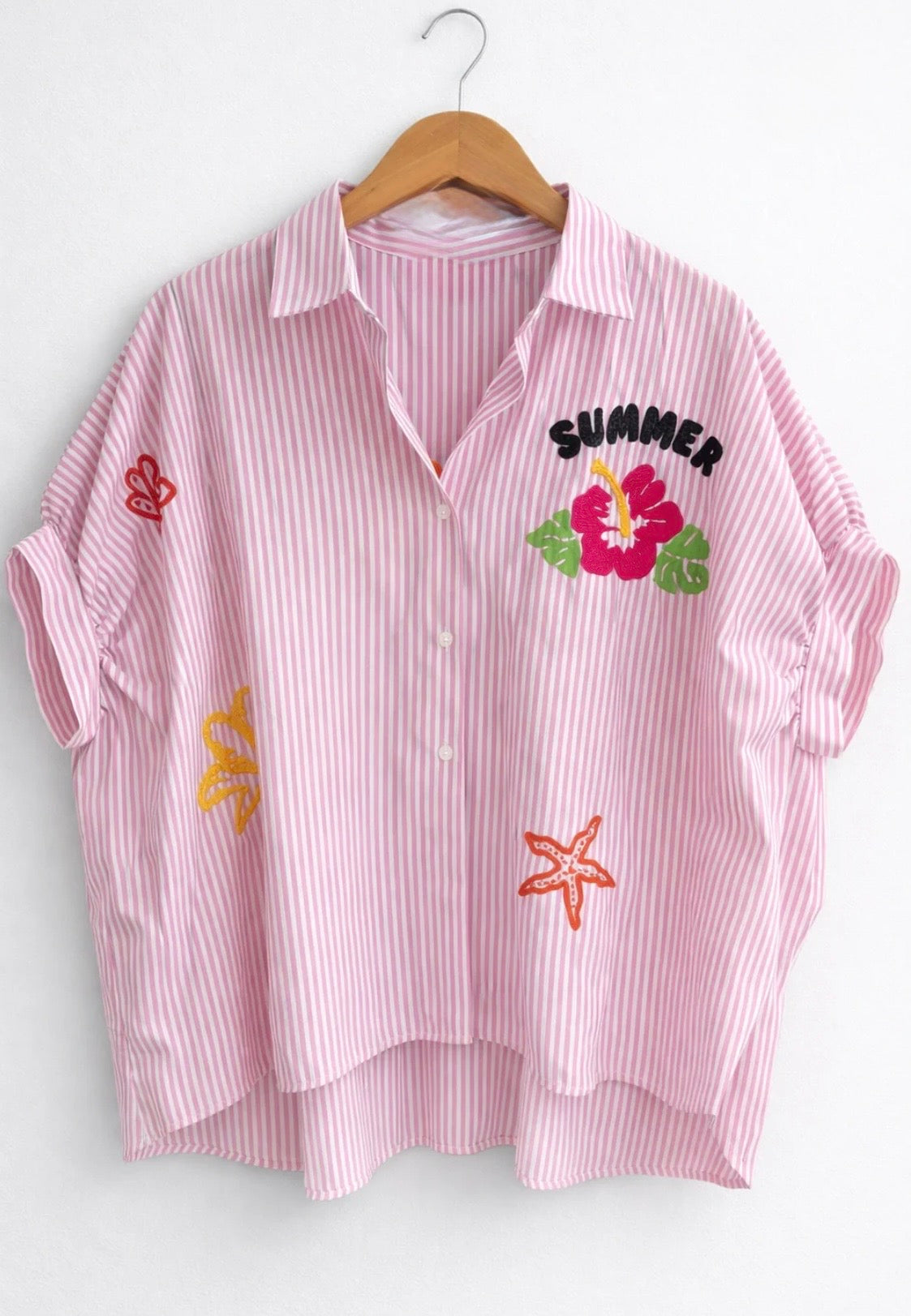 2421 Italian Oversize Onesize Embroidered Shirt