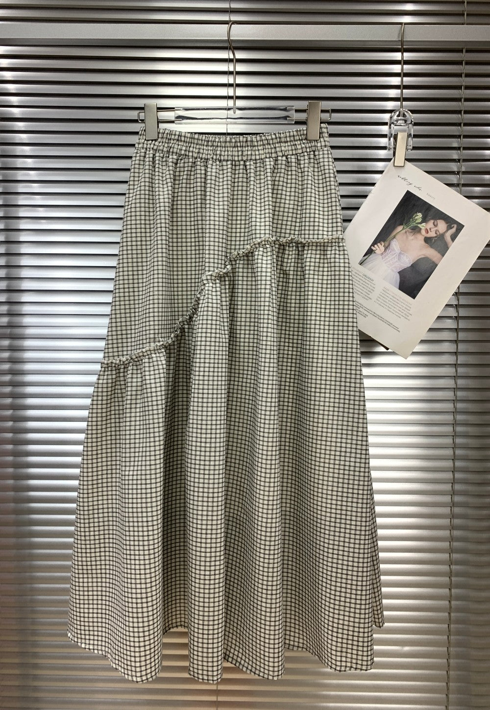 2438 Onesize Plaid Bow Maxi Skirt
