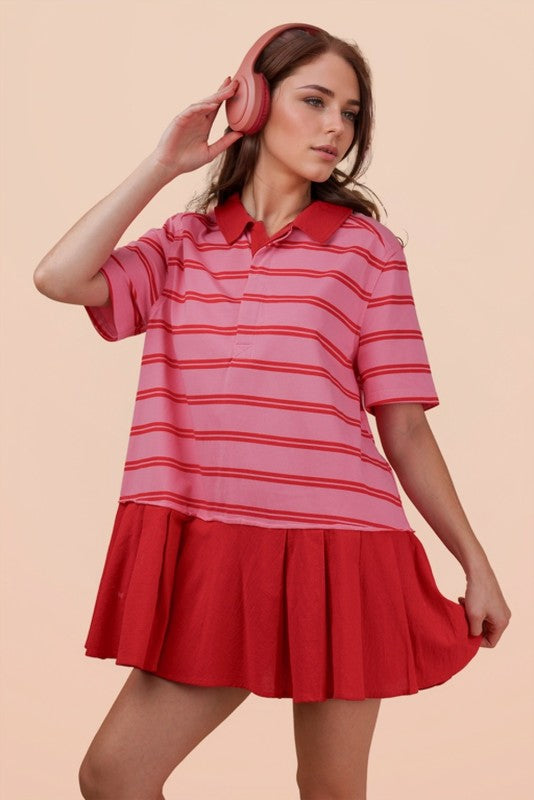 2082 Striped Drop Waist Dress