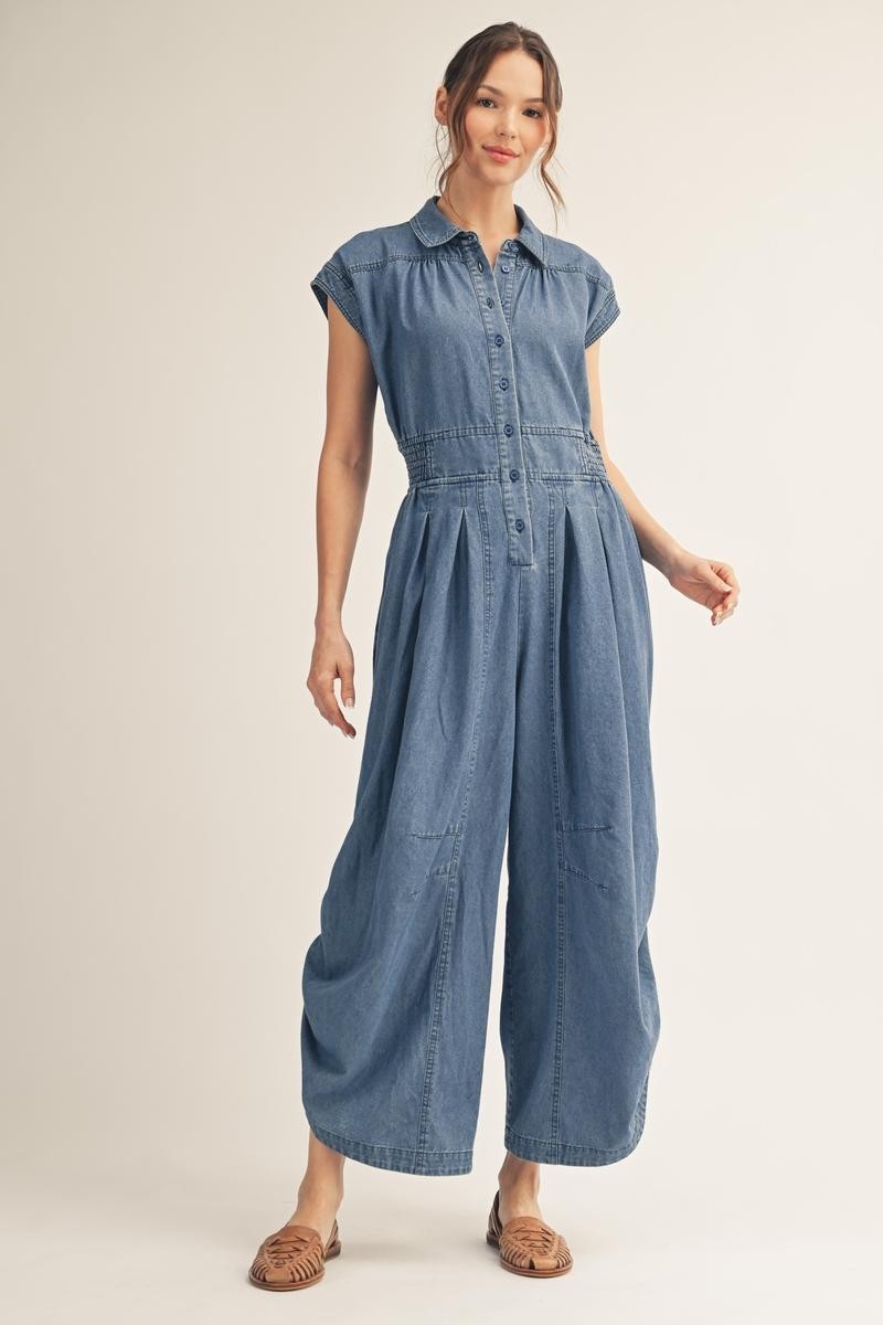 2377 Denim Ruffle Jumpsuit