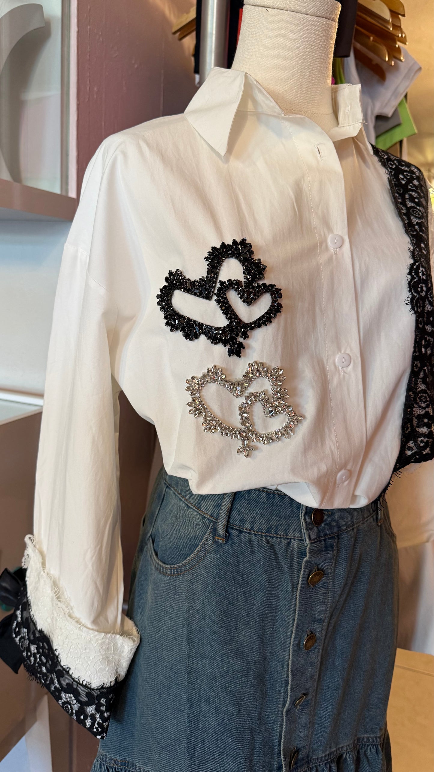1738 Rhinestones Heart Shirt