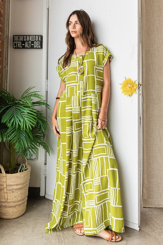 Green Tea Print Jumpsuit