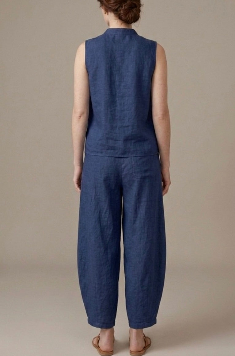 2516 Onesize Made In Italy Navy Knot Shirt & Barrel Pant Set