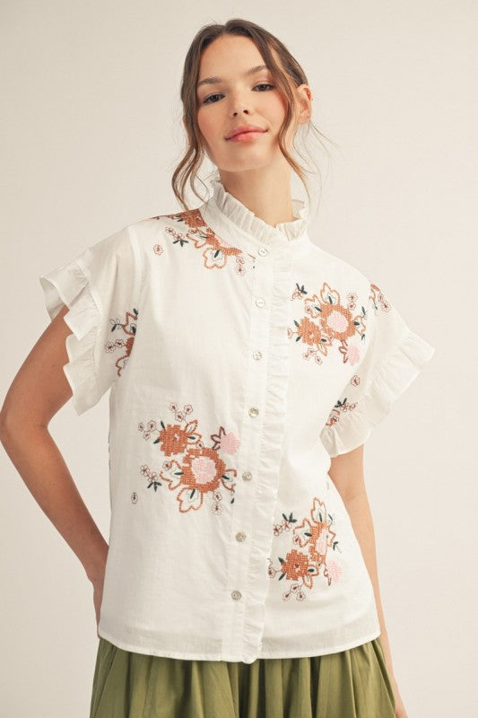 2194 Embroidered Floral Shirt