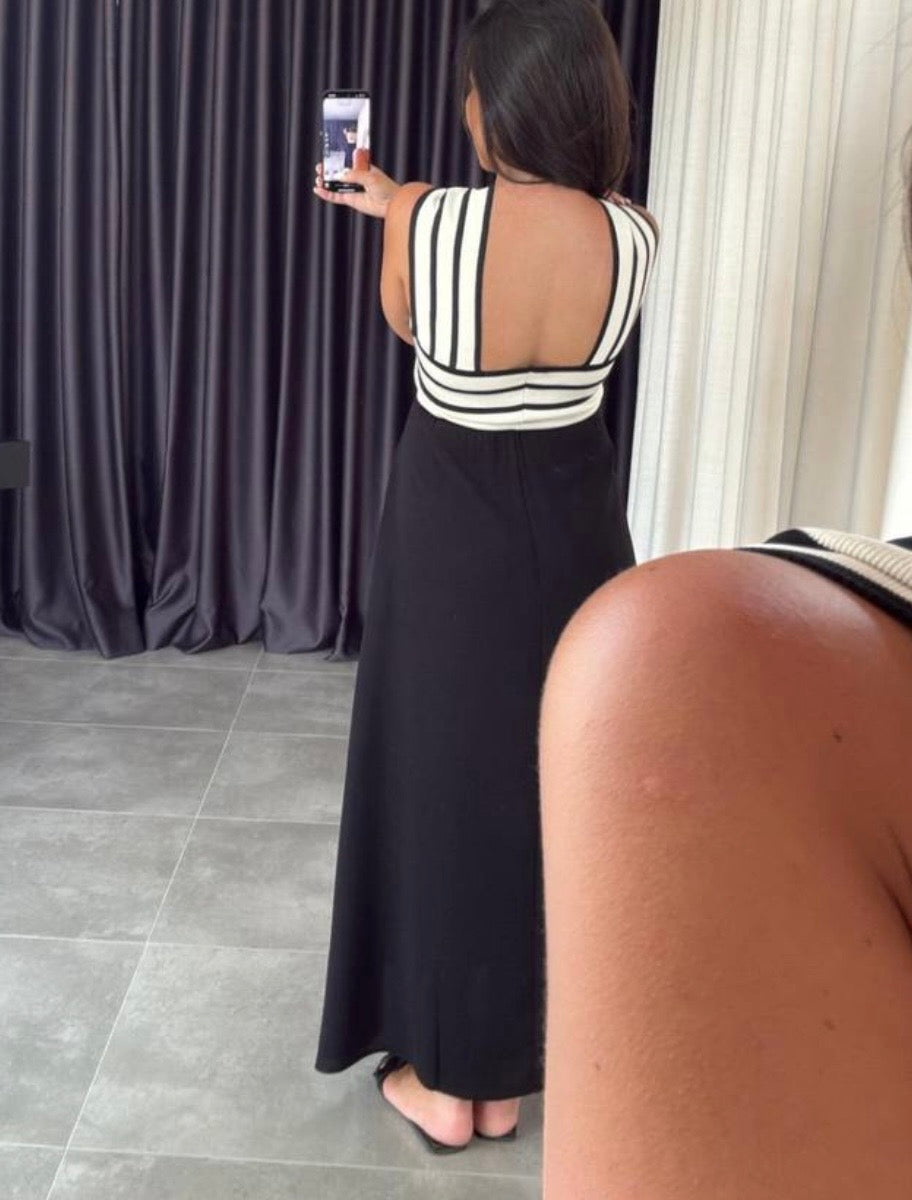 1779 Black & White Maxi Dress