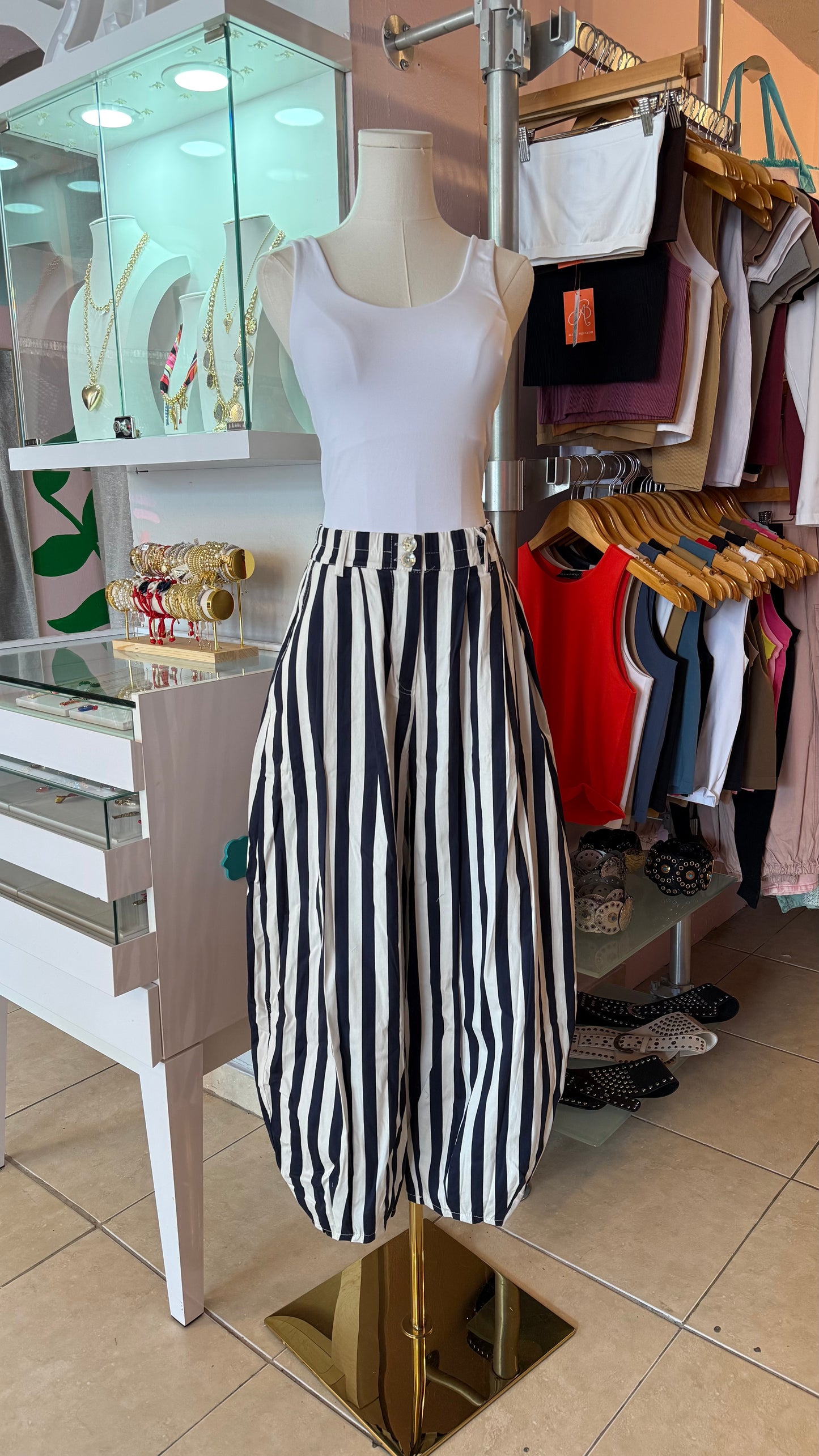 2392 Italian Striped Barrel Pant