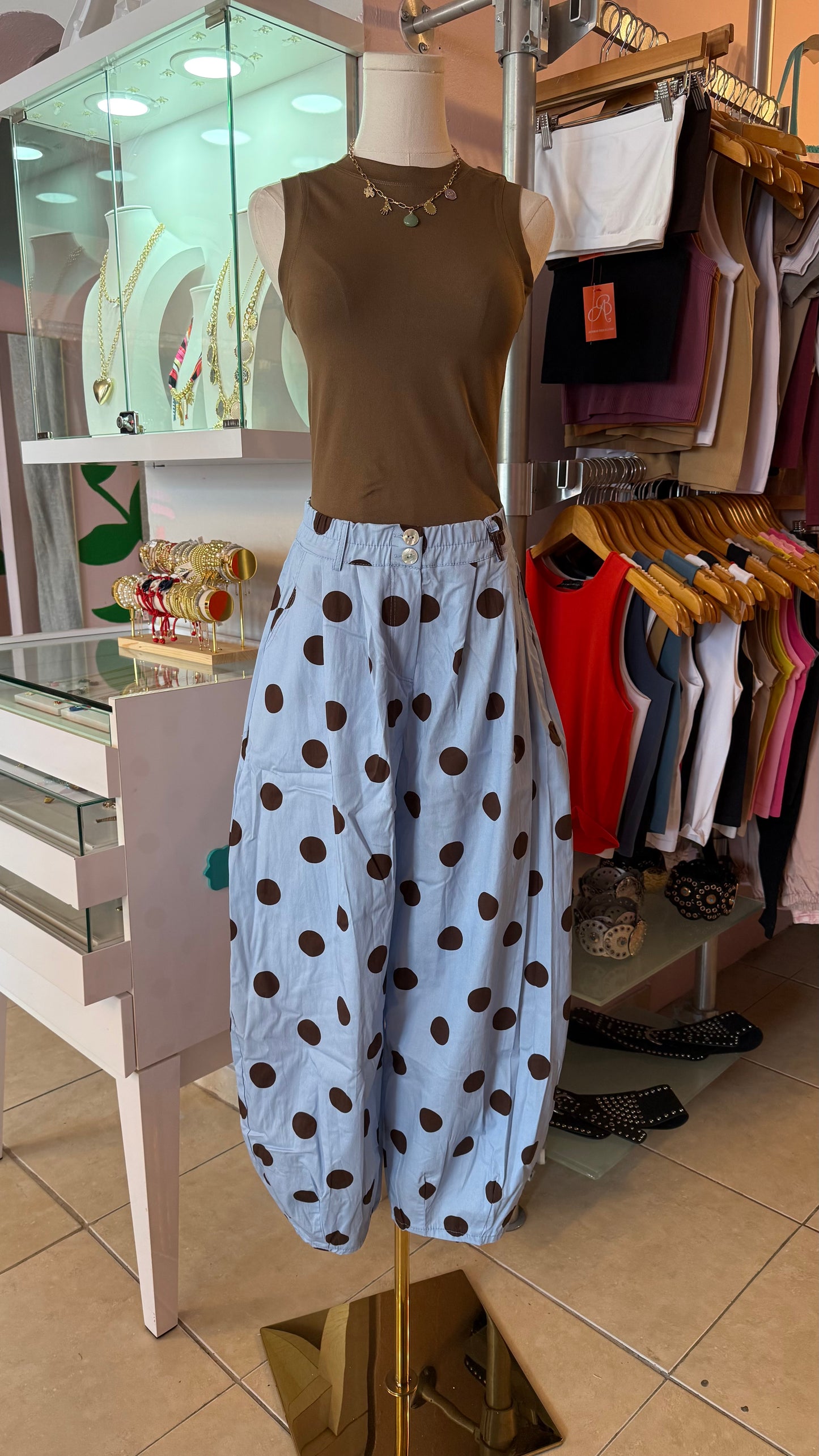 2393 Italian Polka Dots Barrel Pants