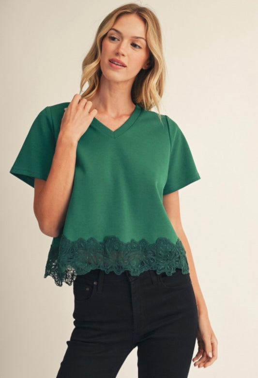 2654 Lace V-neck T-Shirt
