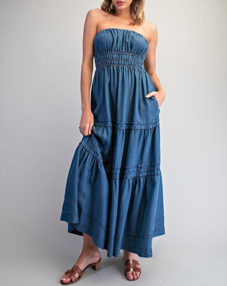 2371 Tensel Strapless Maxi Dress