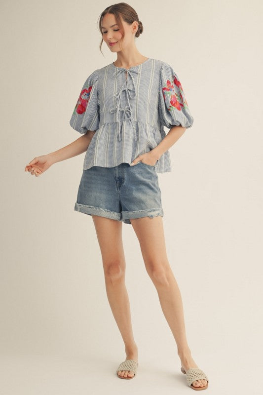 2151 Embroidered Bow Shirt