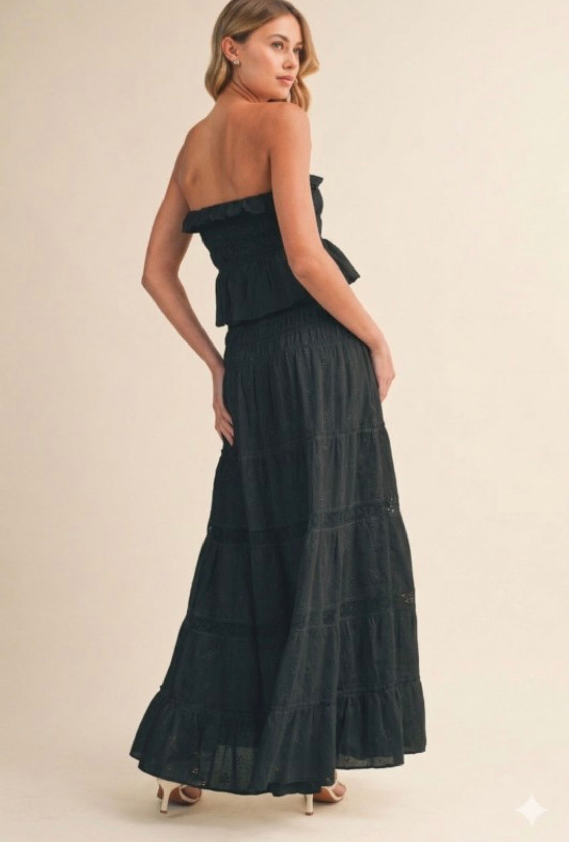 2655 Black Strapless Skirt Set