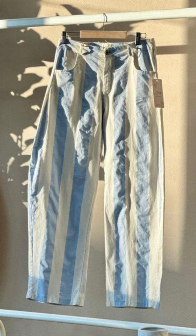 2240 Italian Striped Light Blue Barrel Pant