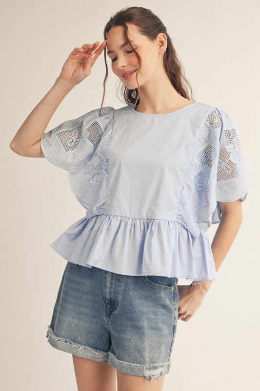 2196 Baby Blue Lace Top