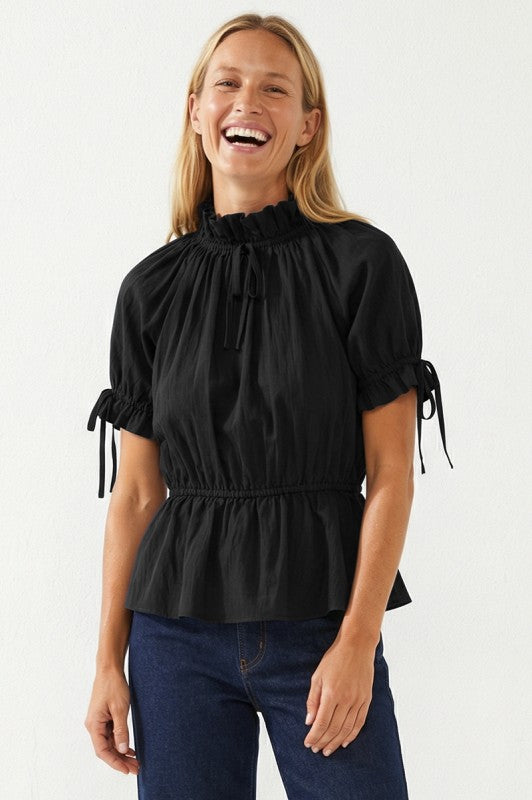 2172 Mock Neck Elastic Waist