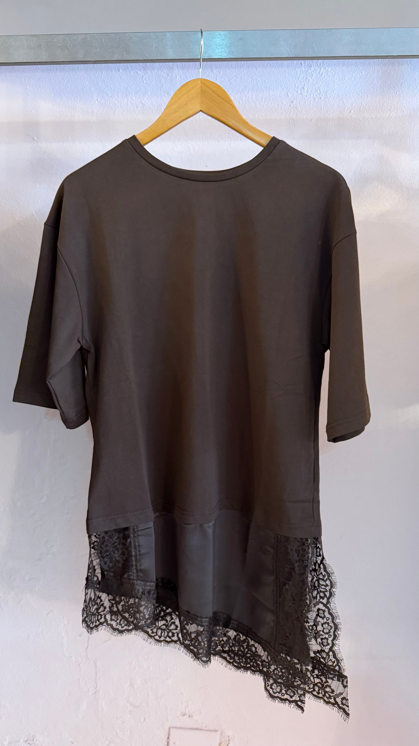 2110 Asymmetrical Lace Tunic Top