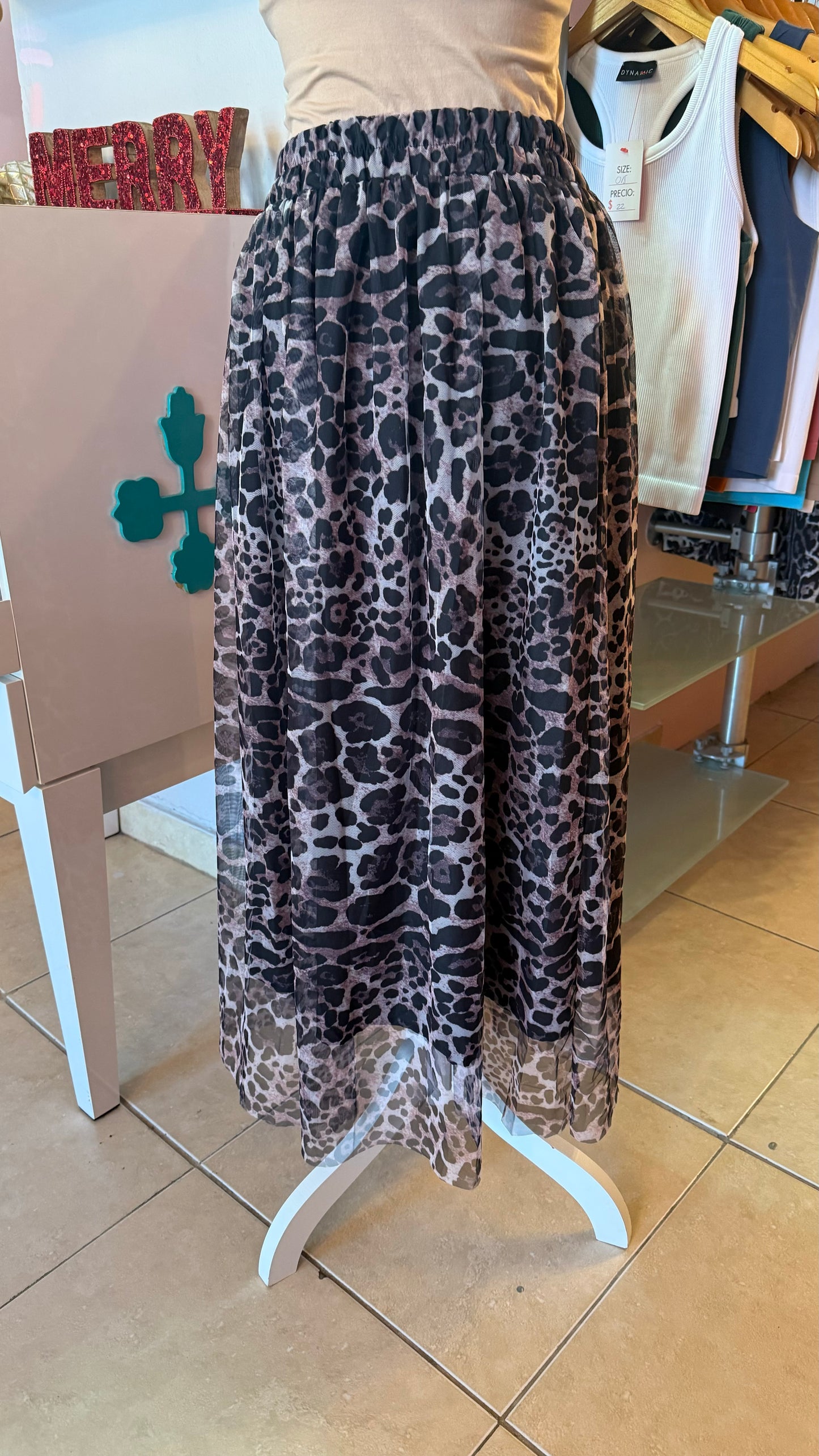 Animal Print Tulle Skirt