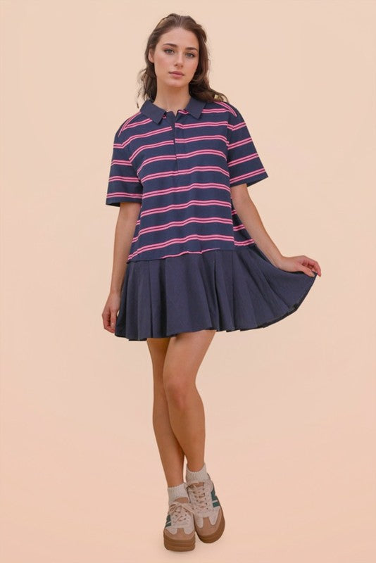 2082 Striped Drop Waist Dress